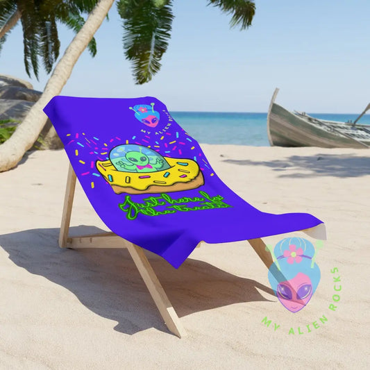 Limited Edition - Just Here for the Treats Alien Summer Fun Beach Towel for Alien Lovers 30’’ × 60’’ Home Decor