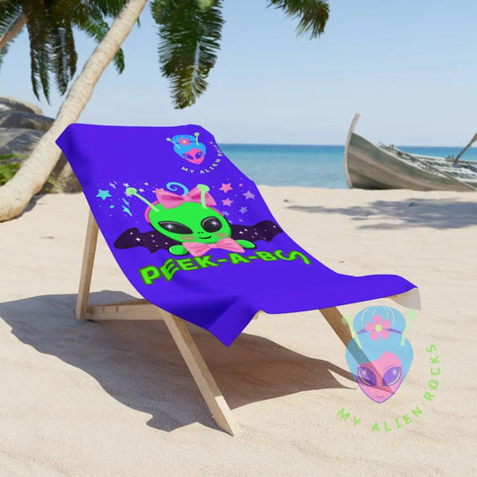 Limited Edition - Peek-a-Boo - Baby Alien Summer Fun Beach Towel for Alien Lovers 30’’ × 60’’ Home Decor