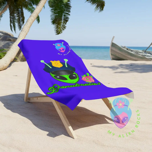 Limited Edition - Police Alien - Donut Resist! Summer Fun Beach Towel for Alien Lovers 30’’ × 60’’ Home Decor