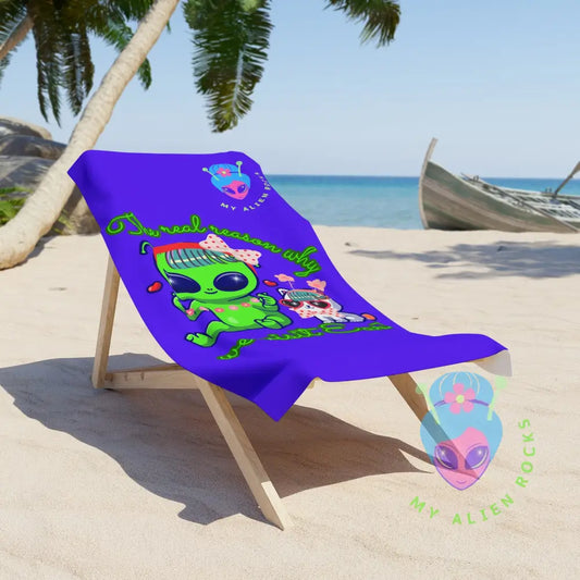 Limited Edition - Why Aliens Visit Earth - Cats Summer Fun Beach Towel for Alien Lovers 30’’ × 60’’ Home Decor