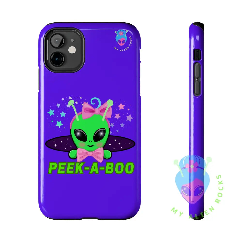 Peek-a-Boo - Baby Alien - Electric Violet - Tough Phone Case iPhone 11 Phone Case