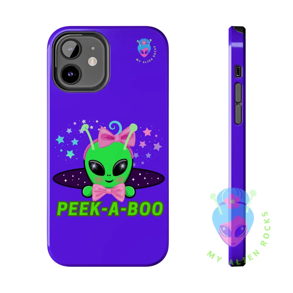Peek-a-Boo - Baby Alien - Electric Violet - Tough Phone Case iPhone 12 Phone Case