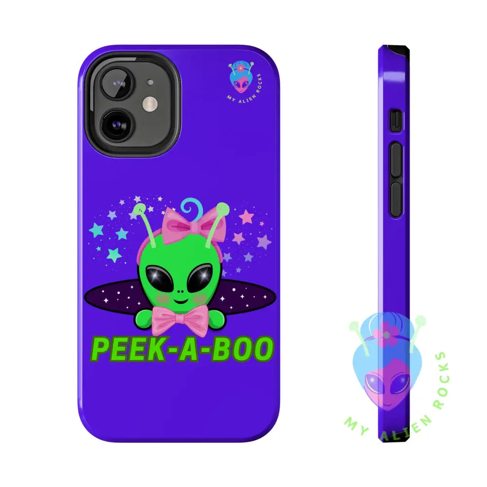 Peek-a-Boo - Baby Alien - Electric Violet - Tough Phone Case iPhone 12 Mini Phone Case