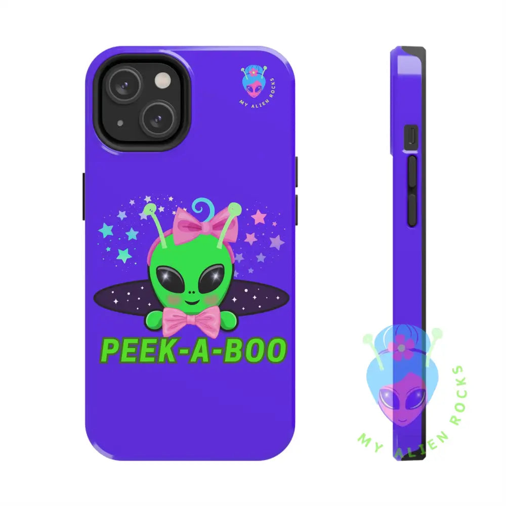 Peek-a-Boo - Baby Alien - Electric Violet - Tough Phone Case iPhone 14 Phone Case