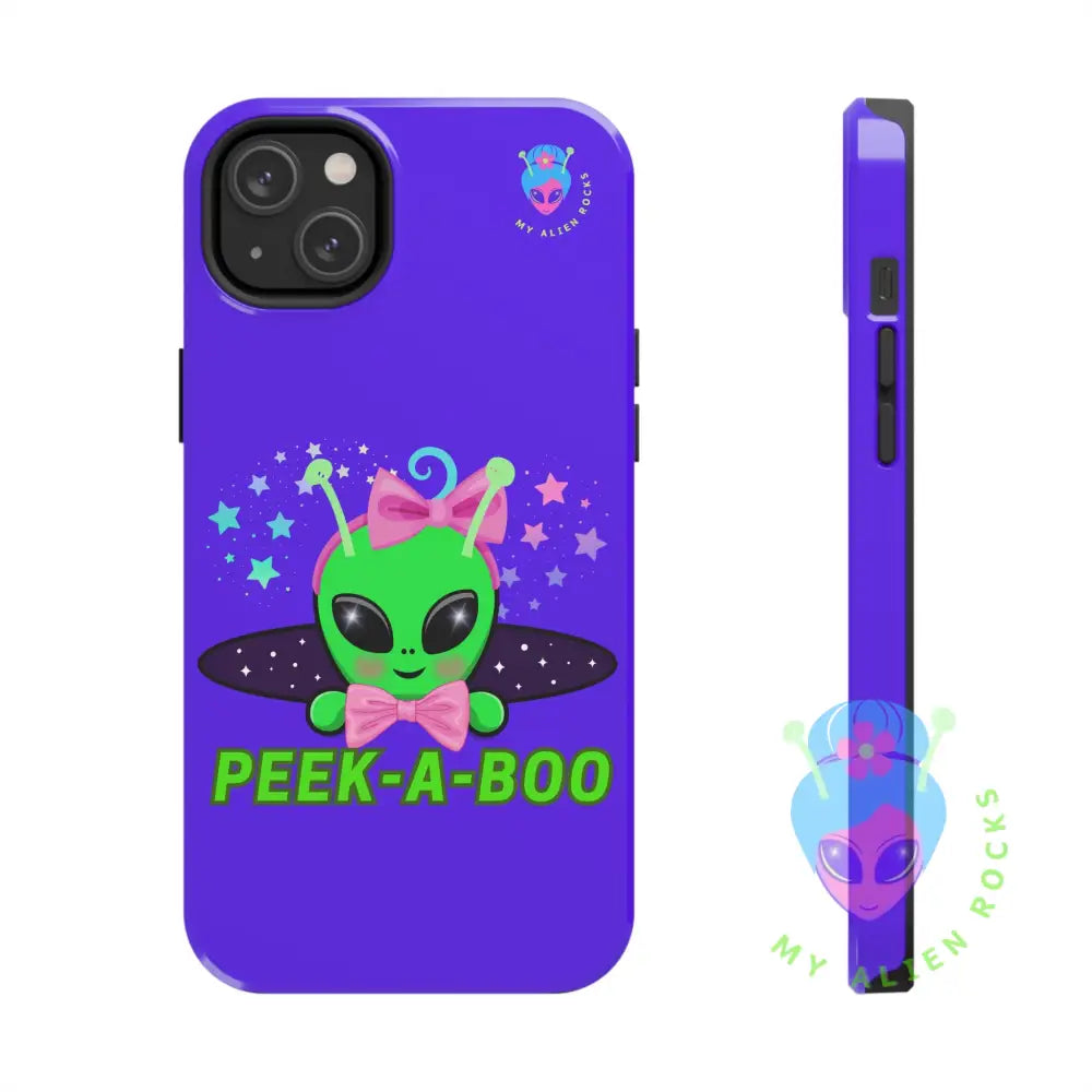 Peek-a-Boo - Baby Alien - Electric Violet - Tough Phone Case iPhone 14 Plus Phone Case