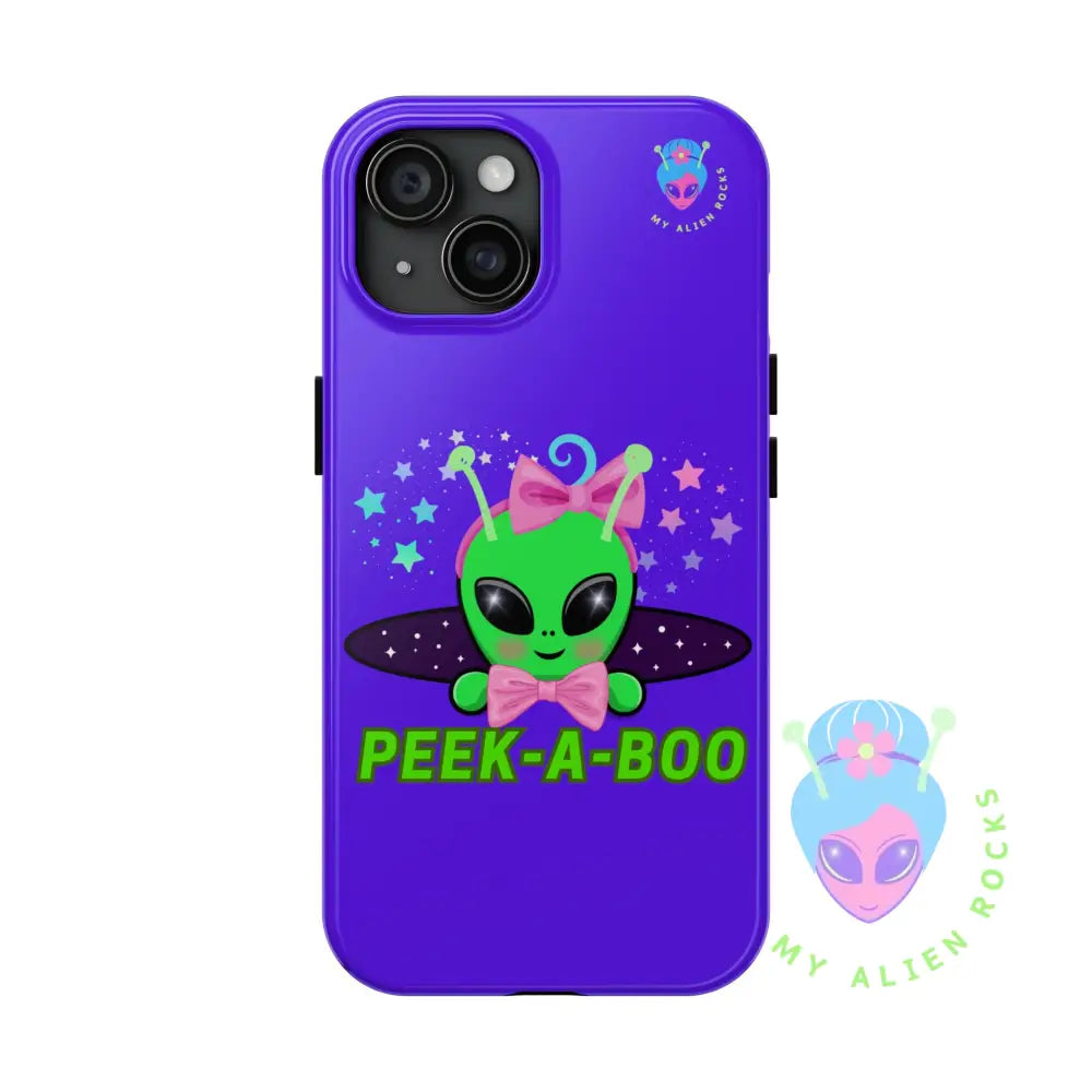 Peek-a-Boo - Baby Alien - Electric Violet - Tough Phone Case iPhone 15 Phone Case