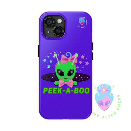Peek-a-Boo - Baby Alien - Electric Violet - Tough Phone Case iPhone 15 Phone Case