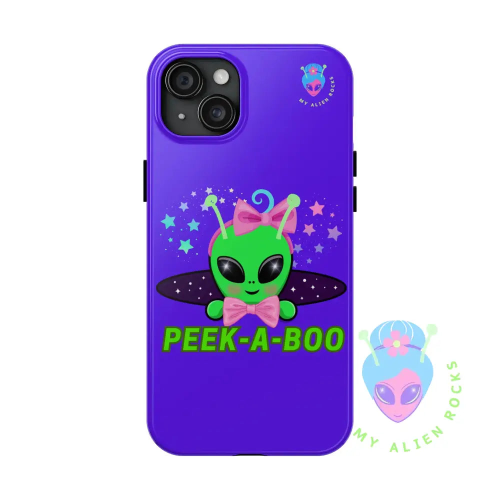 Peek-a-Boo - Baby Alien - Electric Violet - Tough Phone Case iPhone 15 Plus Phone Case