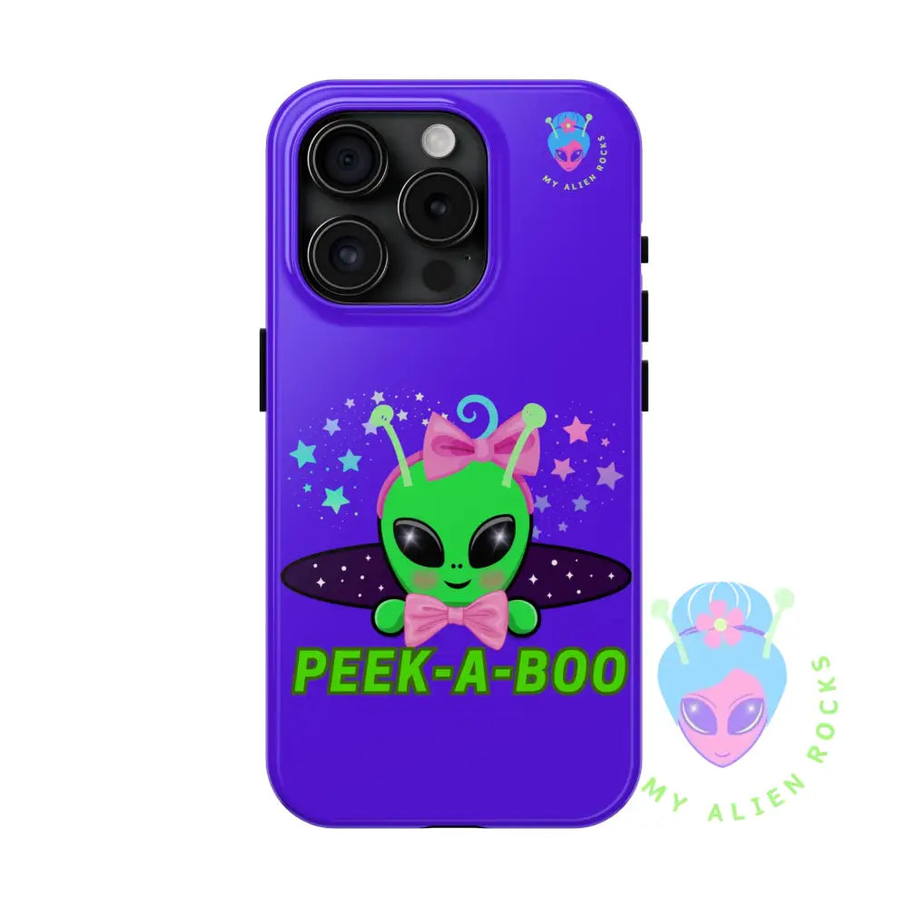 Peek-a-Boo - Baby Alien - Electric Violet - Tough Phone Case iPhone 15 Pro Phone Case