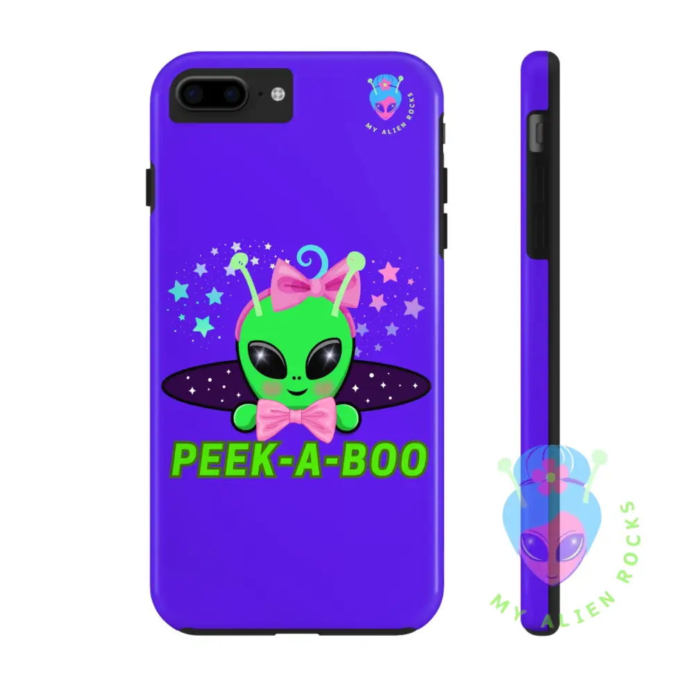 Peek-a-Boo - Baby Alien - Electric Violet - Tough Phone Case iPhone 7 Plus, iPhone 8 Plus Phone Case