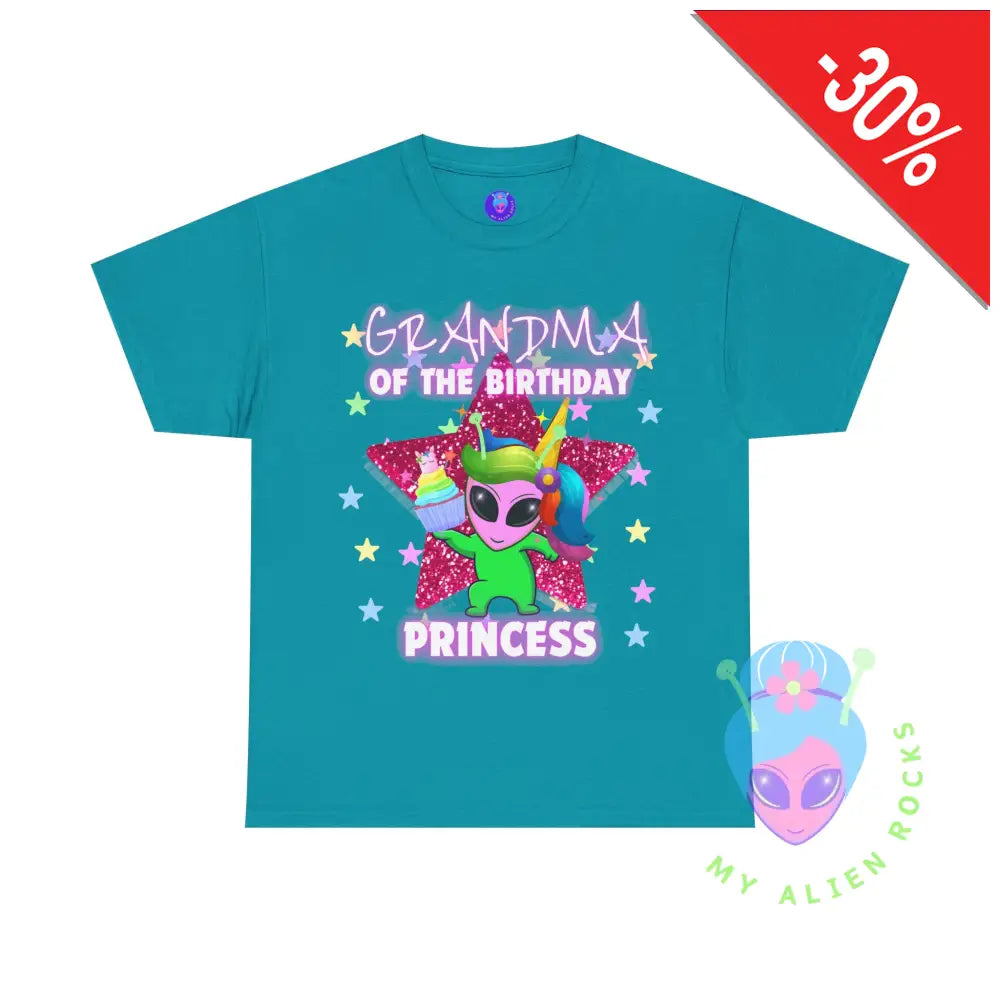 Unicorn Alien - Grandma of the Birthday Princess - Unisex Heavy Cotton Tee Tropical Blue / S T-Shirt