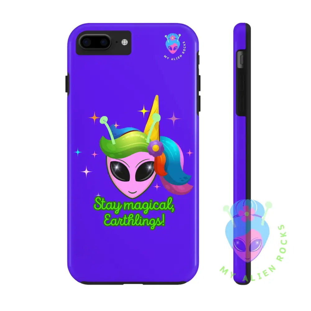 Unicorn Alien - Stay Magical Earthlings! - Electric Violet - Tough Phone Case iPhone 7, iPhone 8, iPhone SE Phone Case